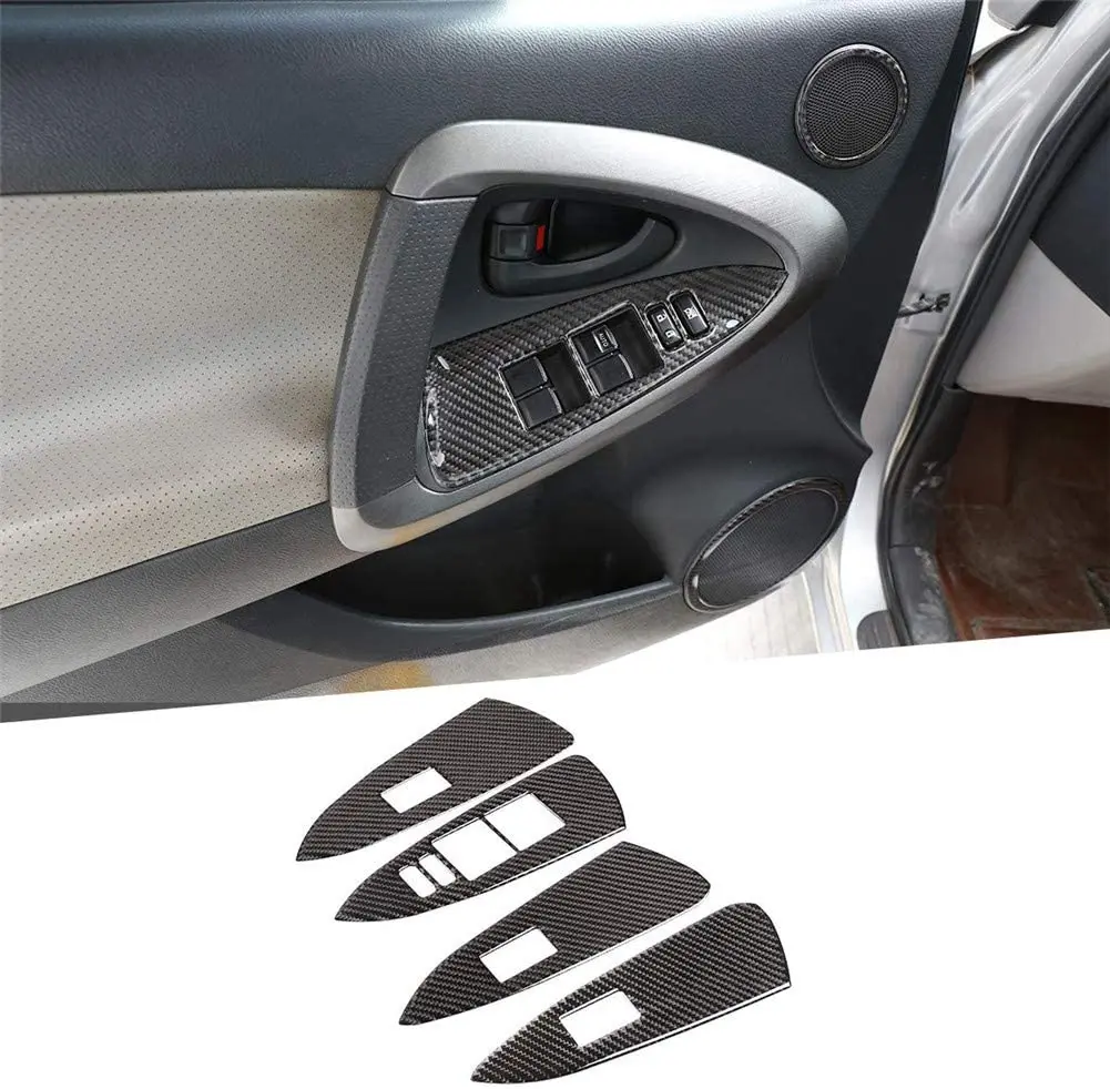 Для Toyota RAV4 2006 2012 мягкие пластиковые накладки на окно автомобиля кнопка подъема