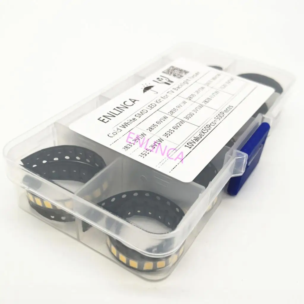 Светодиодный комплект SMD 500 шт. холодный белый 10 valuesx50pcs 2835 3030 3535 2828 7020 9500 11000K 3 в 6 9 18