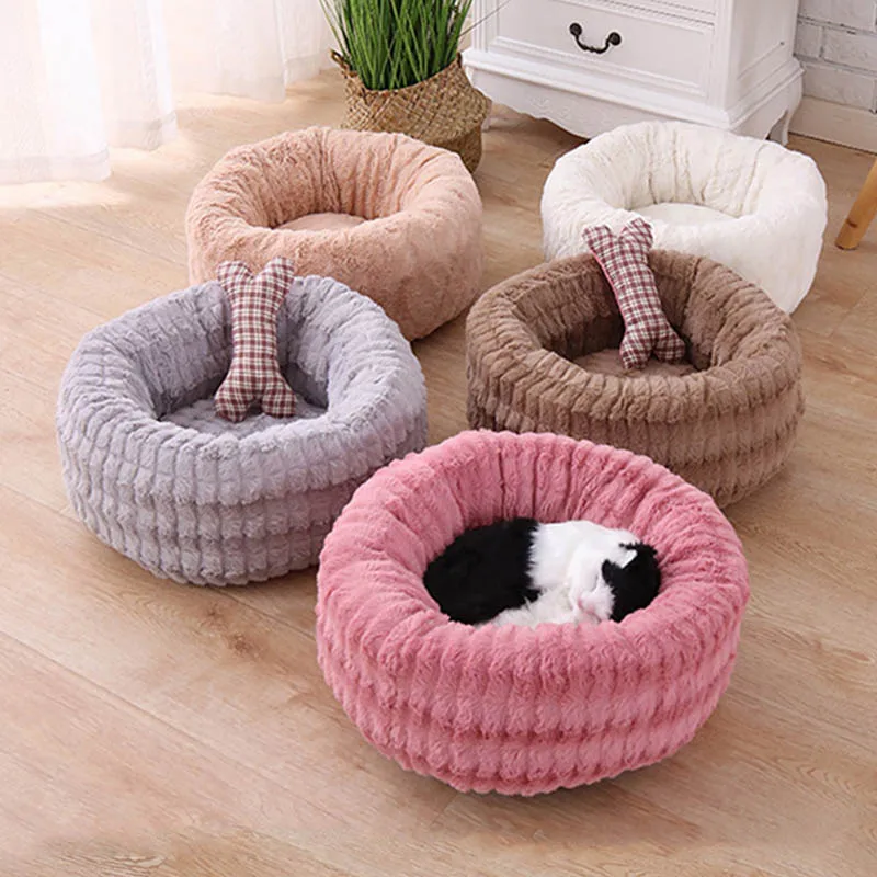 

Round Pv plush pet nest bed Mat Deep Sleep small dogs chihuahua French Bulldog suitable for cats dogs washable Puppy Cushion Mat