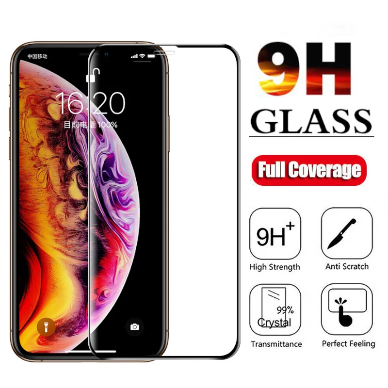 Закаленное стекло 9H для iPhone защита экрана с полным покрытием 12 Mini 11 Pro Max 6 6S 7 8 Plus X XR