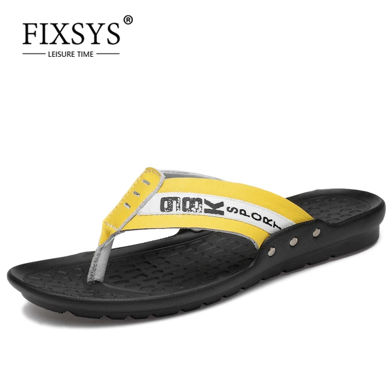 

Шлепанцы FIXSYS мужские кожаные, Нескользящие пляжные тапочки, легкие сандалии для улицы, Повседневная летняя обувь