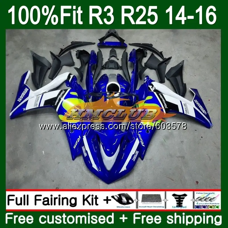 

Injection For YAMAHA YZF R3 R25 YZFR25 2014 2015 2016 2017 63CL.58 YZF-R3 YZF-R25 R 25 YZFR3 14 15 16 17 Blue Good OEM Fairing