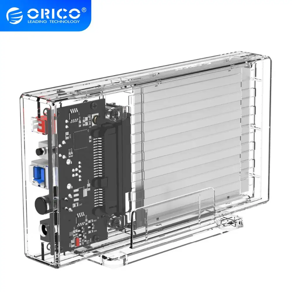Чехол для жесткого диска ORICO 2 Bay 5 дюйма с функцией Raid SATA на USB 3 0 прозрачный чехол