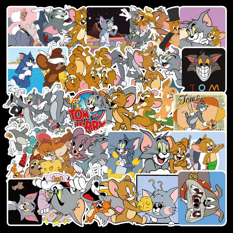 

10/46pcs Tom Cat Mouse Cartoon Car Stickers Comedy Waterproof Suitcase Laptop Guitar Luggage Skateboard Toy Lovely Stickers