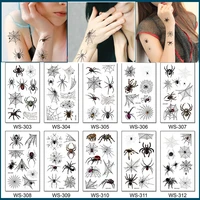 10pcs set realistic 3d spider black tattoo temporary body sticker simulated cobwebs disposable halloween tatouage temporaire