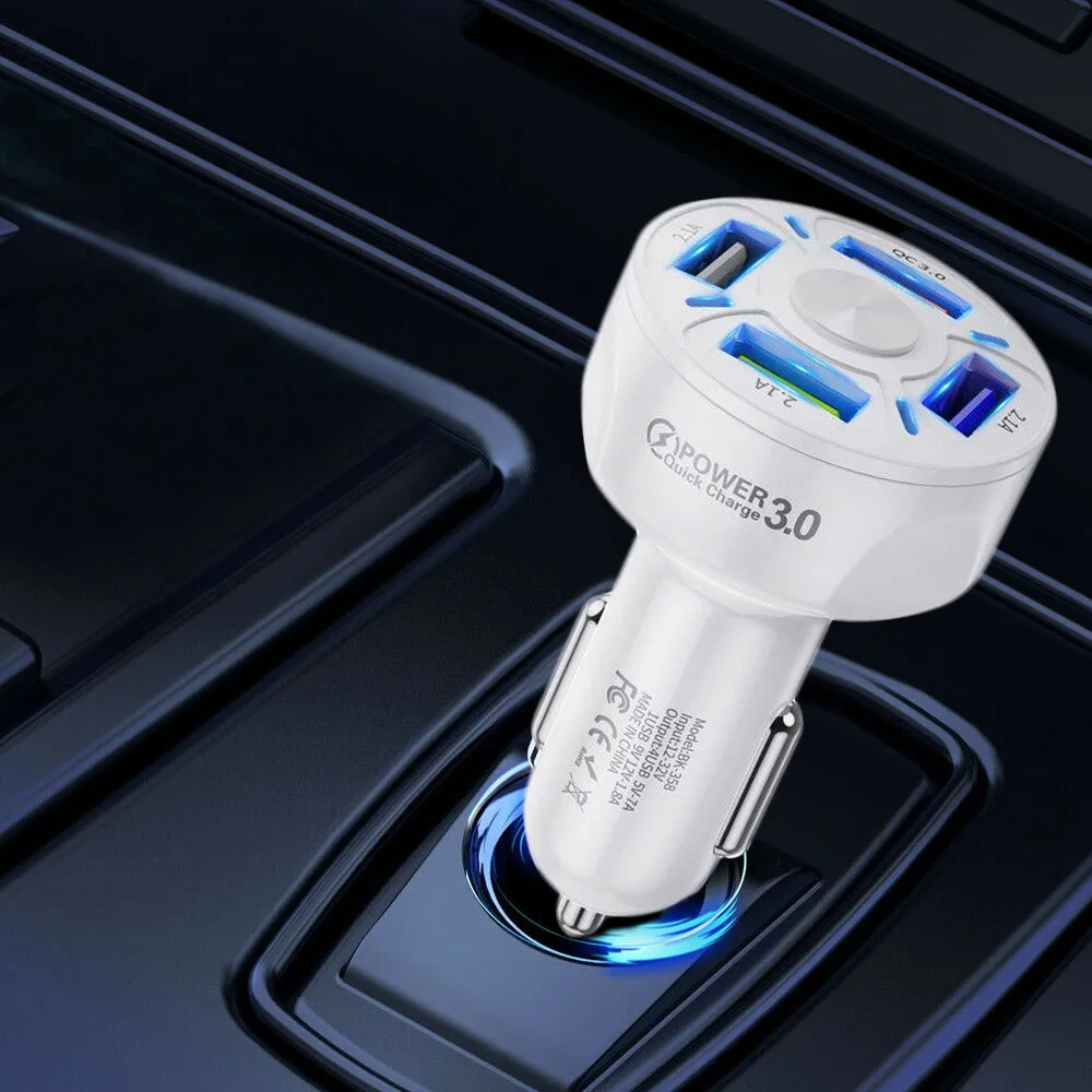 

Автомобильное зарядное устройство с 4 USB-портами и поддержкой быстрой зарядки