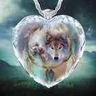 Модное женское ожерелье в форме сердца с кристаллами и волком, изысканное ожерелье с кулоном в виде животного