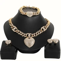 2021 newest african dubai jewelry sets nigerian bear heart shape crystal necklace set for women italian accessories