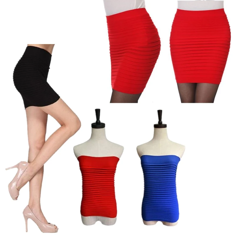 Юбка женская плиссированная с завышенной талией трикотажная эластичная