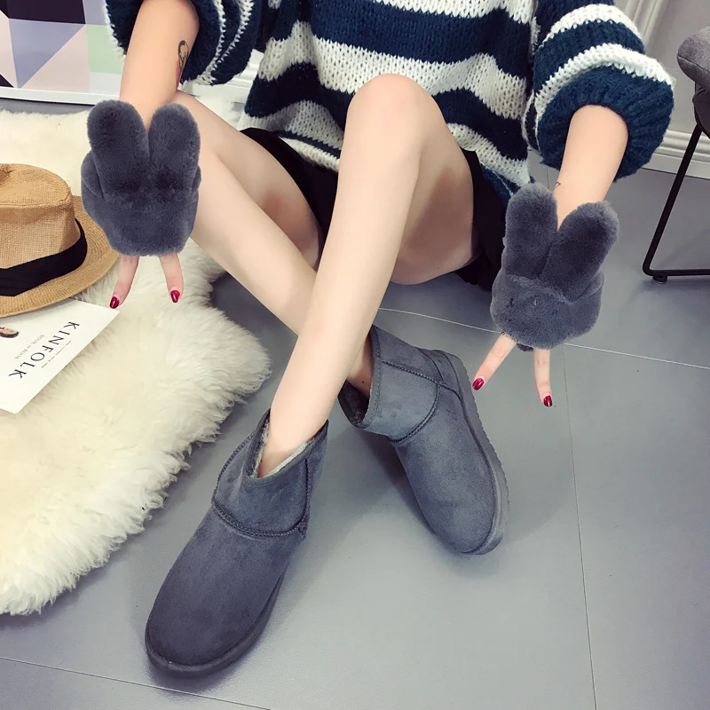 Женские зимние ботинки в кроличьем стиле OZERSK теплые модные ботильоны на меху без