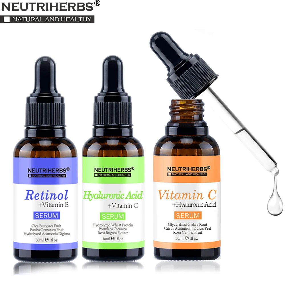 3 In 1 Serum Kit Коллаген чистый витамин С Сыворотка для лица Гиалуроновая кислота Сыворотка для отбеливания кожи увлажняющее средство против морщин антивозрастной набор сыворотки 3 в 1 Набор - Вес нетто: 3 In 1 Serum Kit