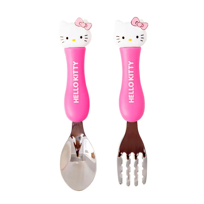 Рисунок Hello Kitty Нержавеющая сталь вилка ложка для грудничков с научиться есть