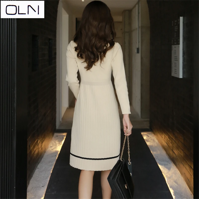 платье Осеннее корейского новое прибытие vestidos оптом OLN POLO воротник суда ретро
