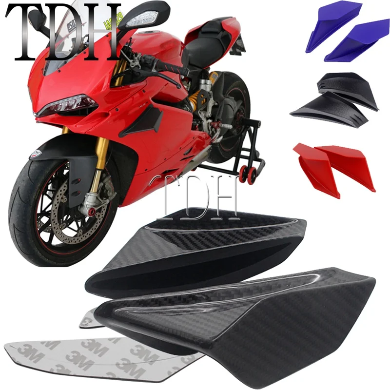 

5 colors Carbon Fiber Aerodynamic Winglet Spoiler Fairing Downforce Side Fixed Wing Kit Universal for BMW Ducati Sport Street