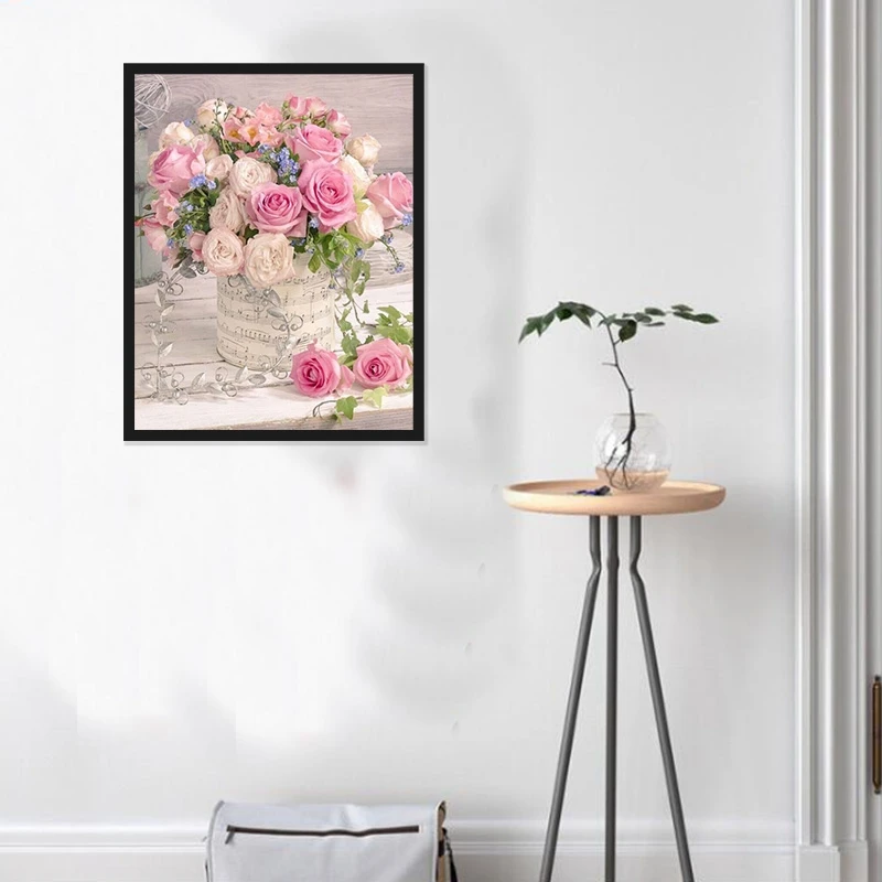 Полная круглая Алмазная вышивка крестом &quotРозовая роза&quot цветы сделай сам