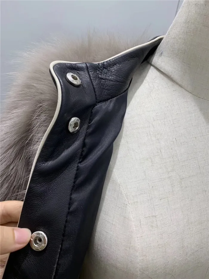 Abrigos mujer invierno шуба из натурального Лисьего меха женская зимняя короткая Повседневная мотоциклетная Лоскутная куртка из натуральной кожи Верхняя одежда