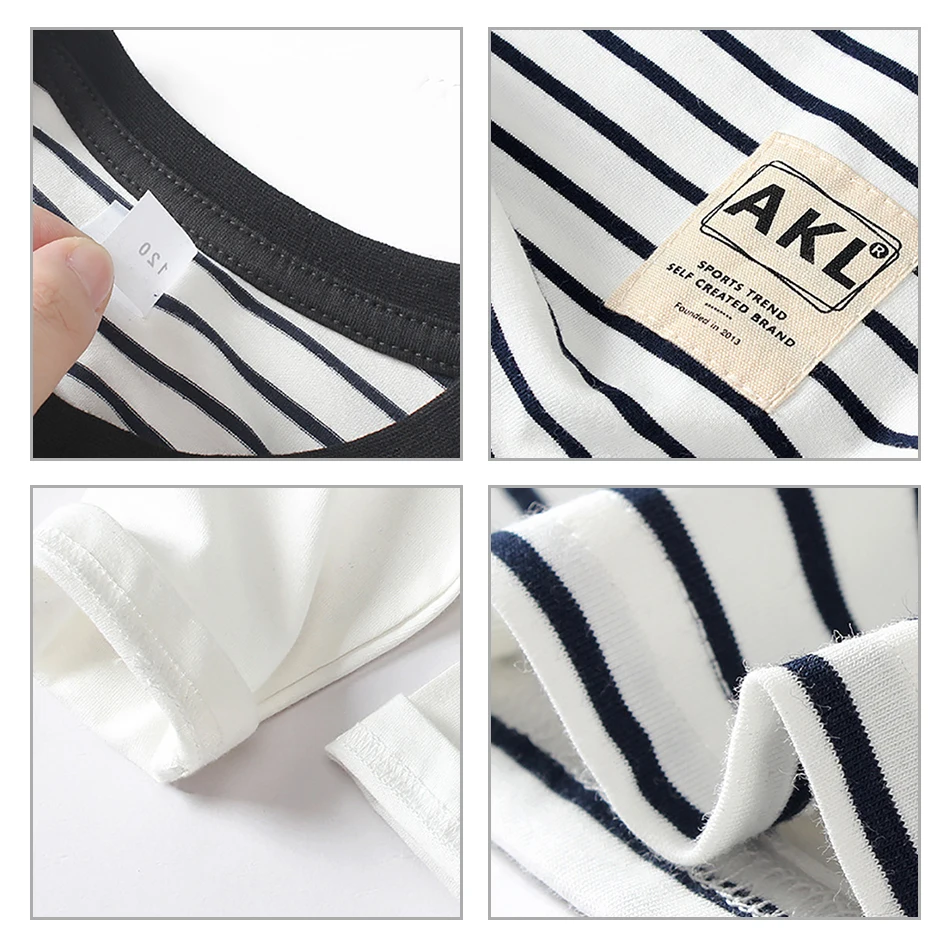 Новая осенняя одежда для мальчиков в полоску с длинными рукавами хлопковые