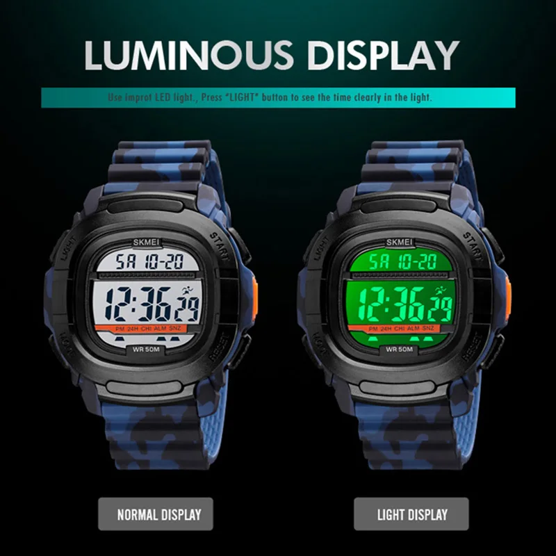 Спортивные часы для улицы роскошные Цифровые мужские лучший бренд SKMEI 50 м