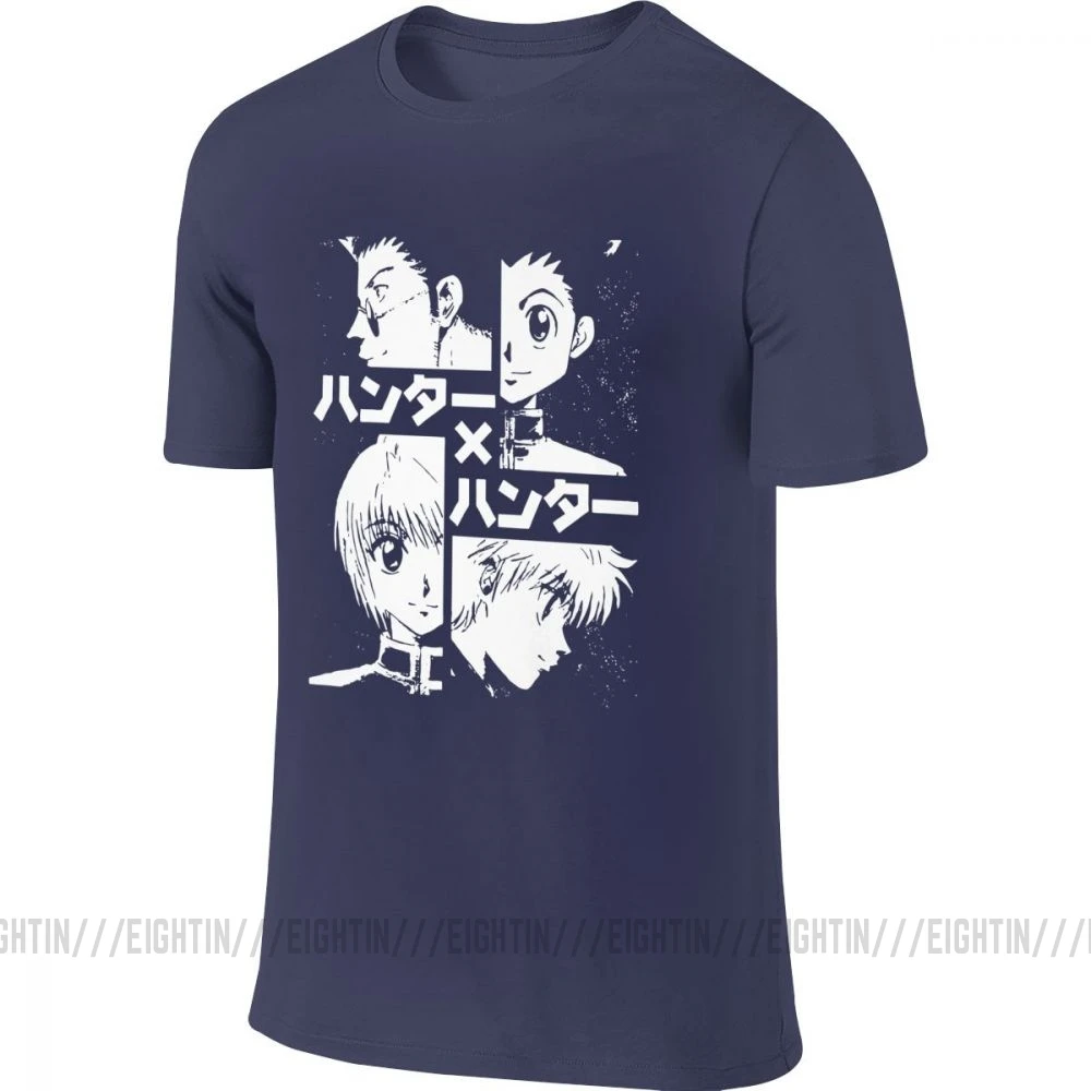 Hisoka Hunter X Hunter, Мужская футболка, хлопок, круглый вырез, Killua Hxh, аниме, спереди, сзади, две стороны, футболка, короткий рукав - Цвет: Тёмно-синий