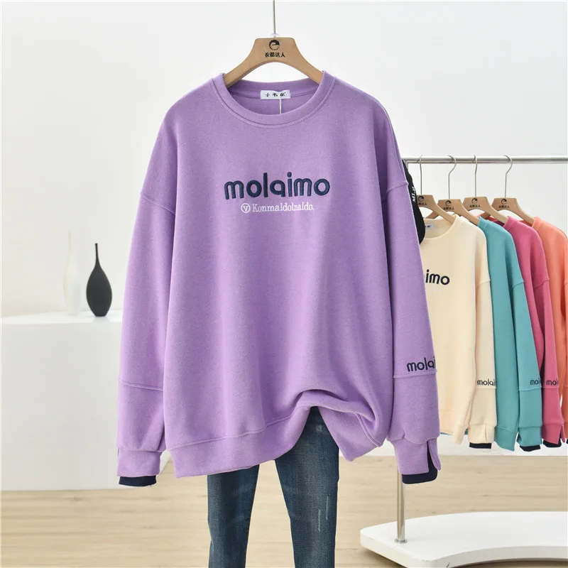Women Sweetshirts Long Sleeve O Neck Casual Blouses Korean Fashion Vintage Autumn Clothes Solid Color Hoodie Harajuku Pullover