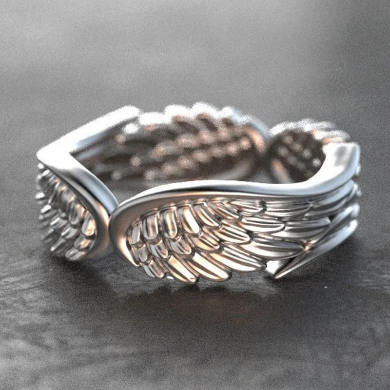 

Women's 925 Vintage Thai Silver Black Wings Ring Party Gift Jewelry Wholesale