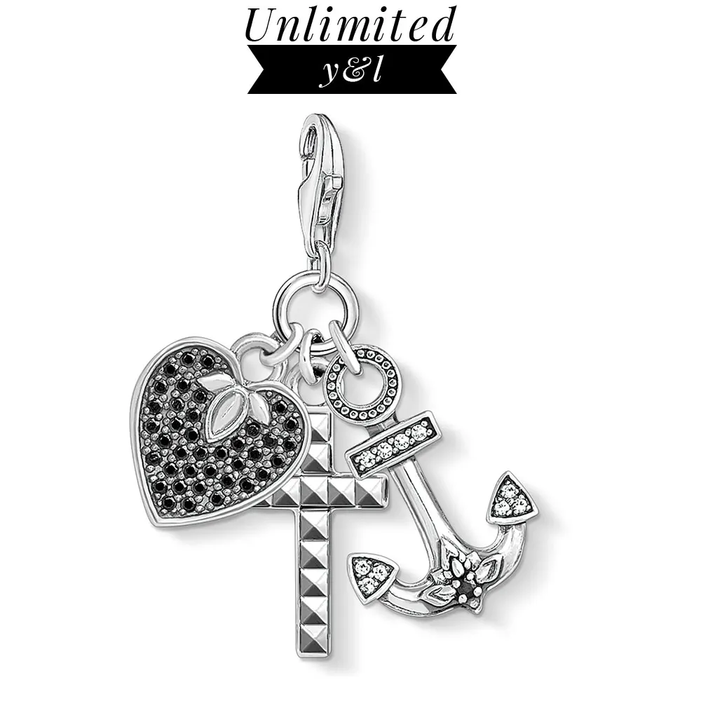 Женский/мужской кулон из серебра 925 пробы с черным фианитом|Шармы| |