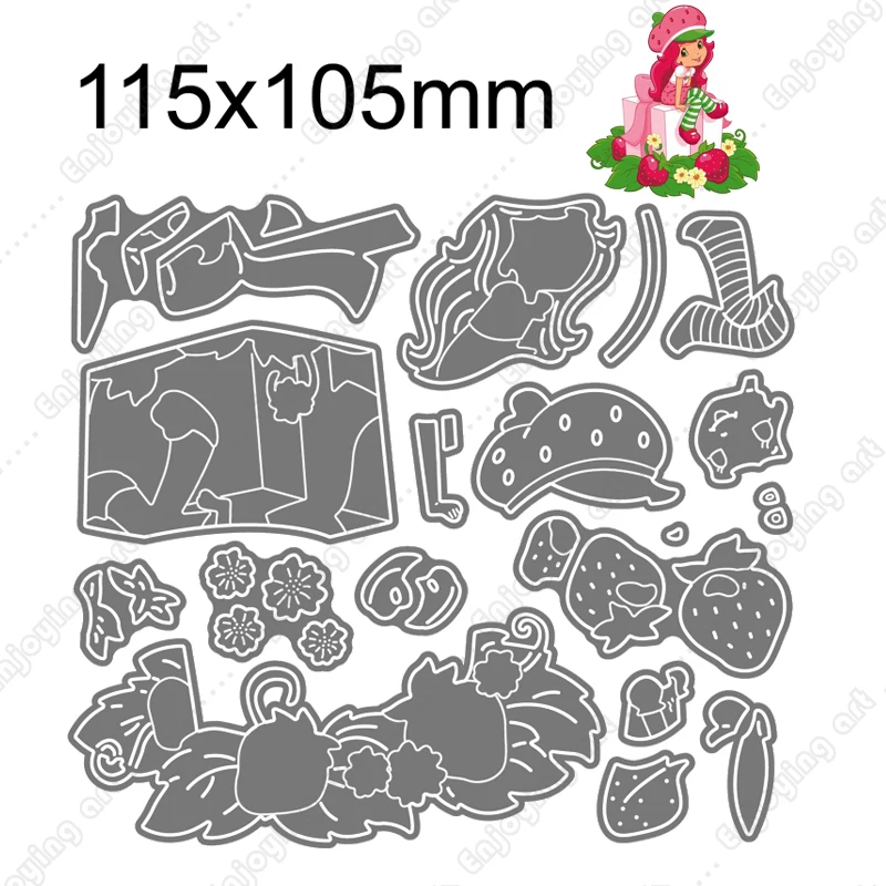 

Cute Beautiful Girl Strawberry New Metal Cutting Dies Stencil for Scrapbooking Letter Christmas Card Birthday Card Stamp Die Cut