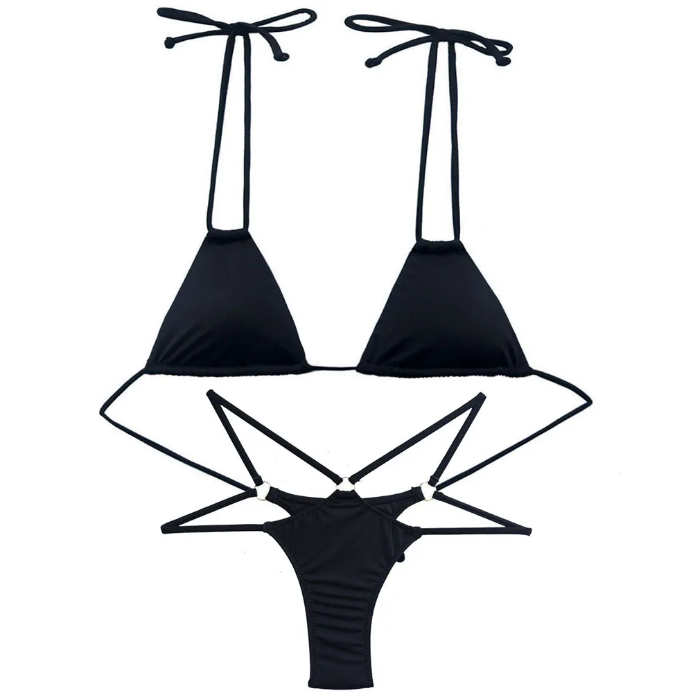 Summer Women's Bikini Swimwear Black Triangle Swimsuit  Biquinis Brasileiro Bathing Suit Micro  Bikinis Hot Secret