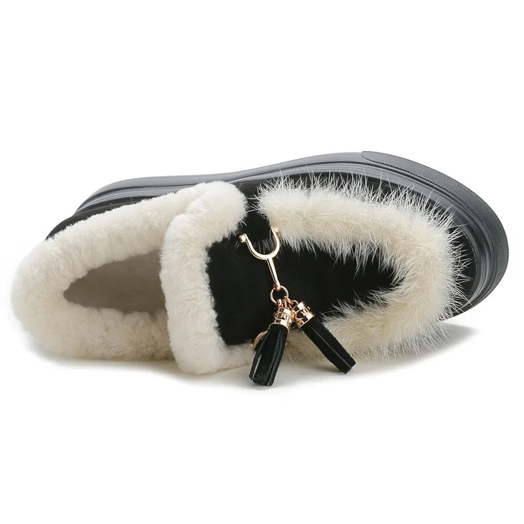 Fujin/тонкие туфли Зимняя женская шерстяная теплая хлопковая обувь Увеличивающая