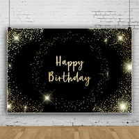 laeacco gold dots giltters happy birthday party family photocall black photo background customized photographic for backdrops