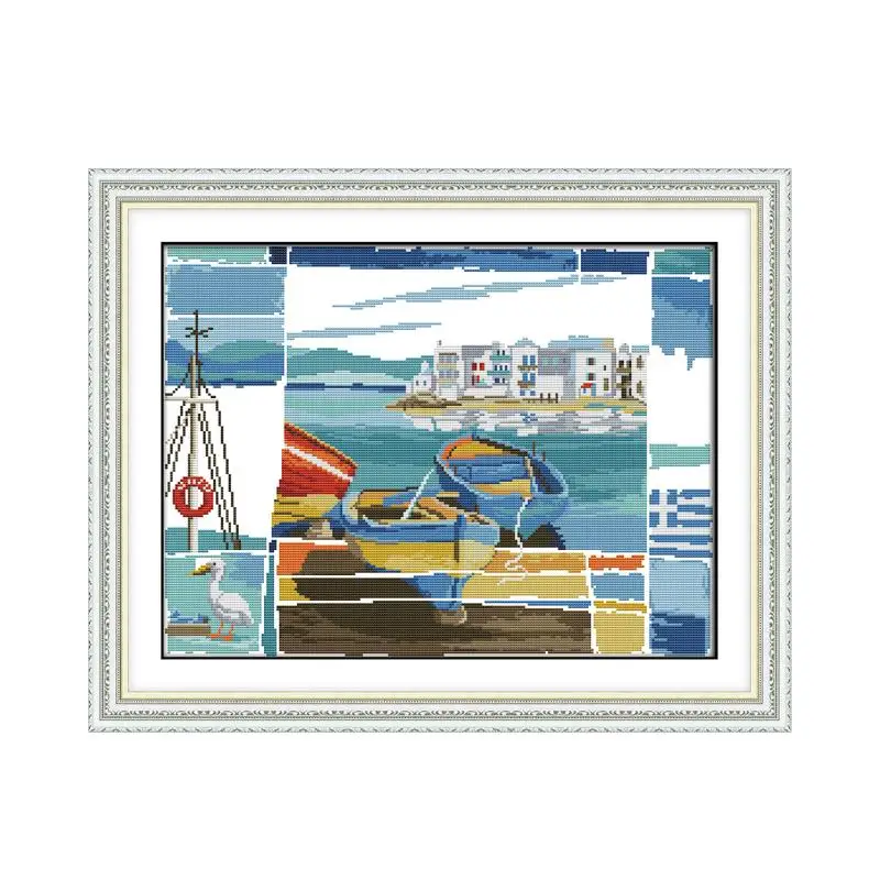 

Seaside scenery 2 cross stitch kit aida 14ct 11ct count printed canvas stitches embroidery DIY handmade needlework