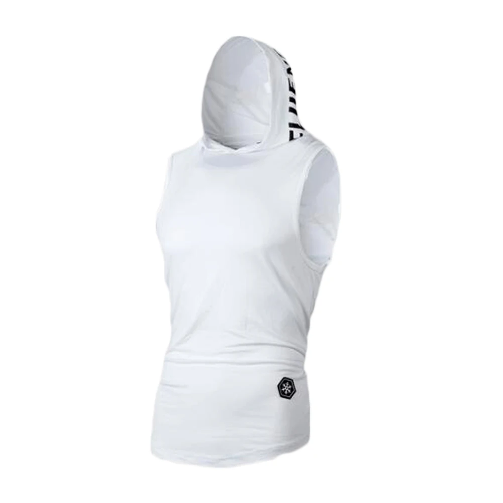 Мужская майка с капюшоном без рукавов для бодибилдинга тренировок фитнеса