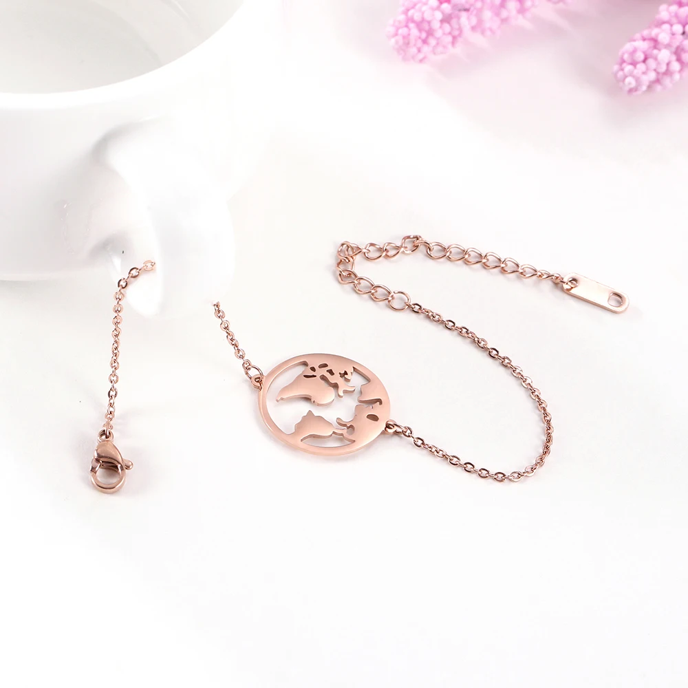 Женский браслет с шармами Skyrim Круглый из нержавеющей стали цвета розового золота