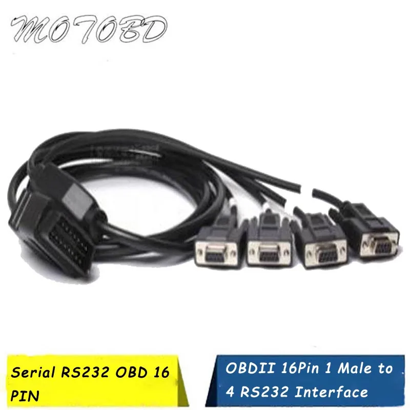 2021 OBD2 16 Pin проводка кабеля Шнур 1 мужчина к 4 DB9 Интерфейс для RS232 диагностический