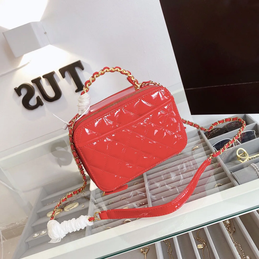 

101782 83 Women's new fashion patent leather box bag cosmetic bag camera bag oblique cross bag