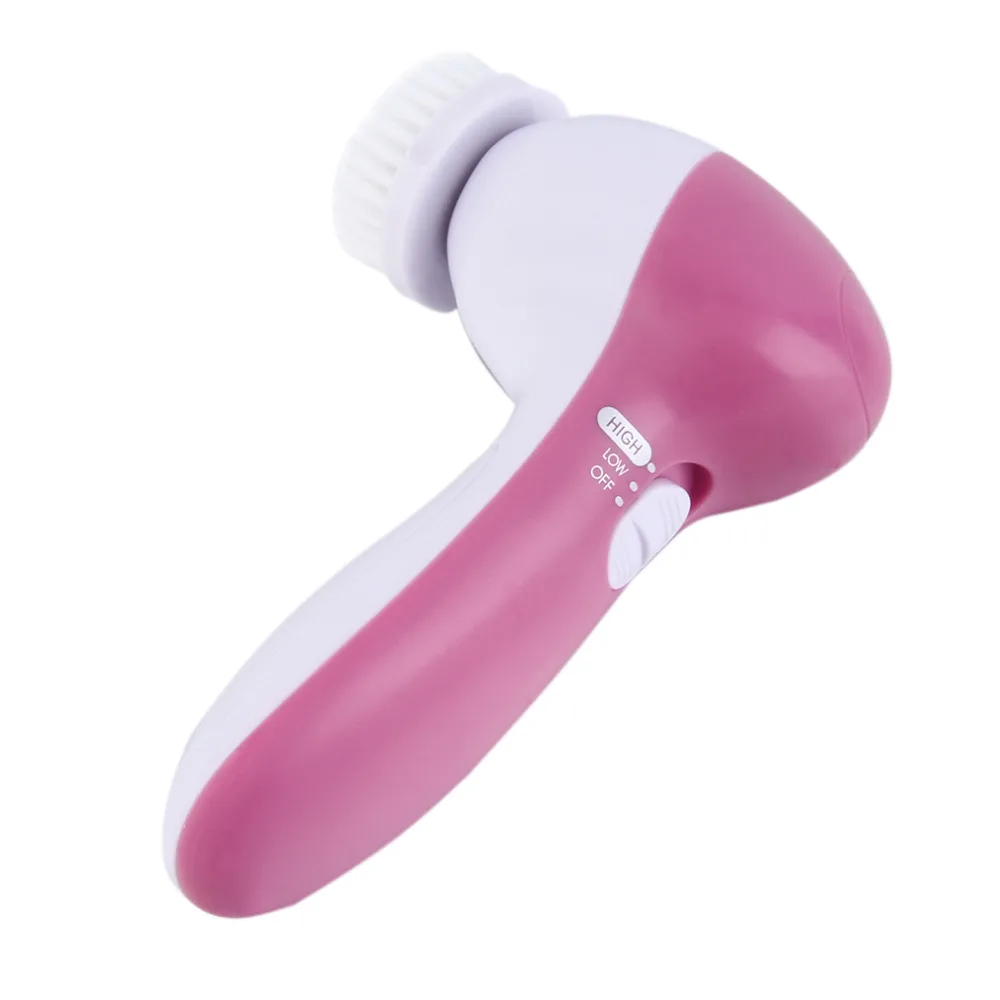 

5 In 1 Battery Electric Rotating Facial Cleansing Brush Waterproof Face Cleanser Machine Soft Cleaning Massage Skin Care Tools