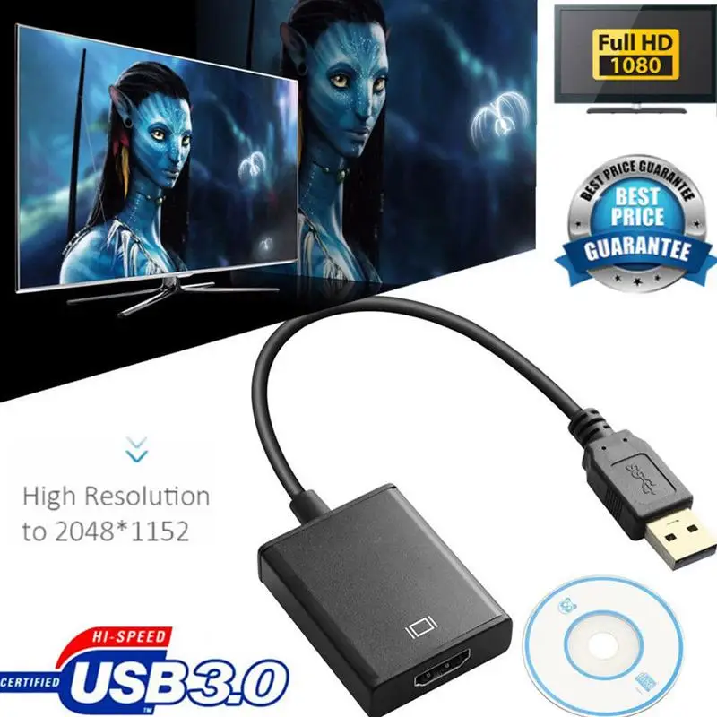 Видеоадаптер USB 3 0 Full HD 1080P конвертер в HDMI совместим с компьютером ноутбуком Windows