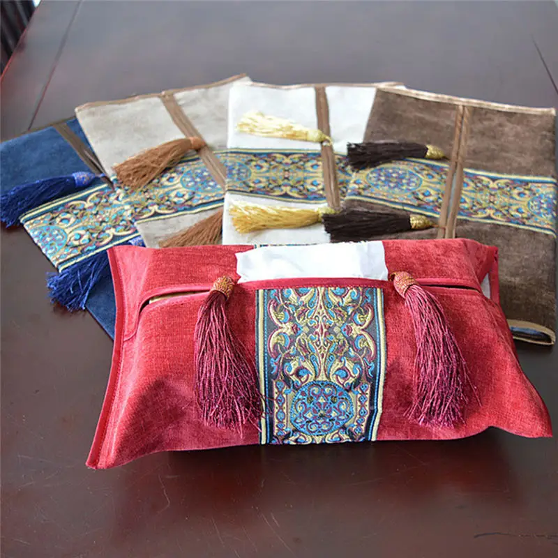 Вышитая бумажная коробка для салфеток Классический держатель декоративные