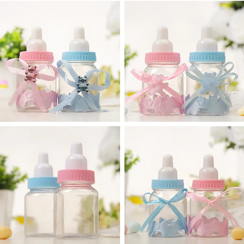

12PCS Baby Bottle Candy Box Party Supplies Baby Feeding Bottle Wedding Favors Gifts Box Baby Shower Dragee Baptism Decoration