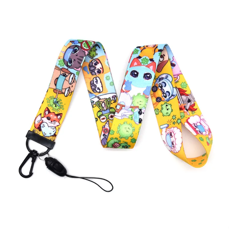 

Cartoon Animals Lanyard Watercolor Printing Health Doctors Lanyards Phone Case Lanyard Badge Holders Cute Pet Keychain KB2247