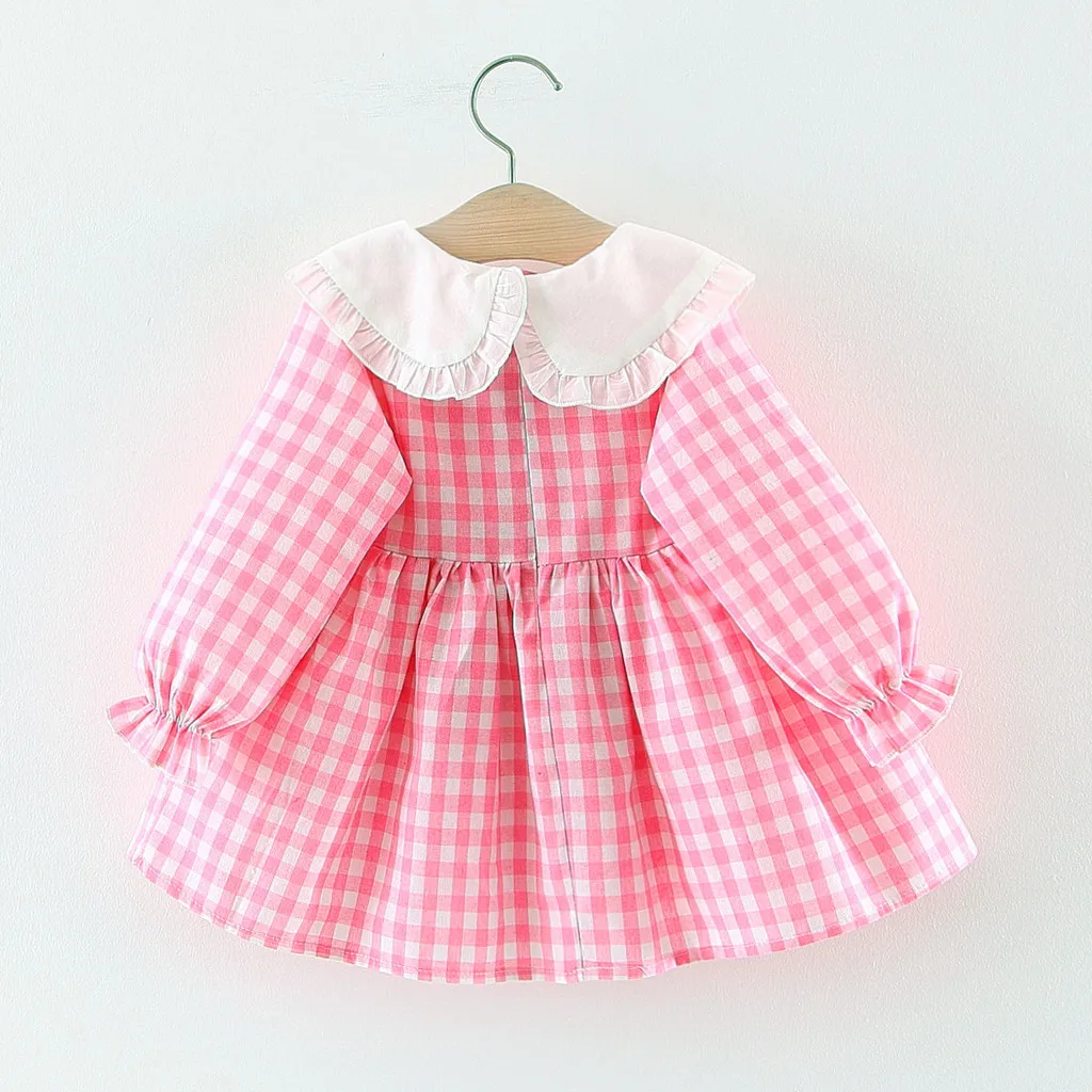 Детские платья для девочек; платье vestidos vestido infantil; Одежда для девочек; vestido; кружевное с рюшами для маленьких девочек; в клетку; вишня; Z4