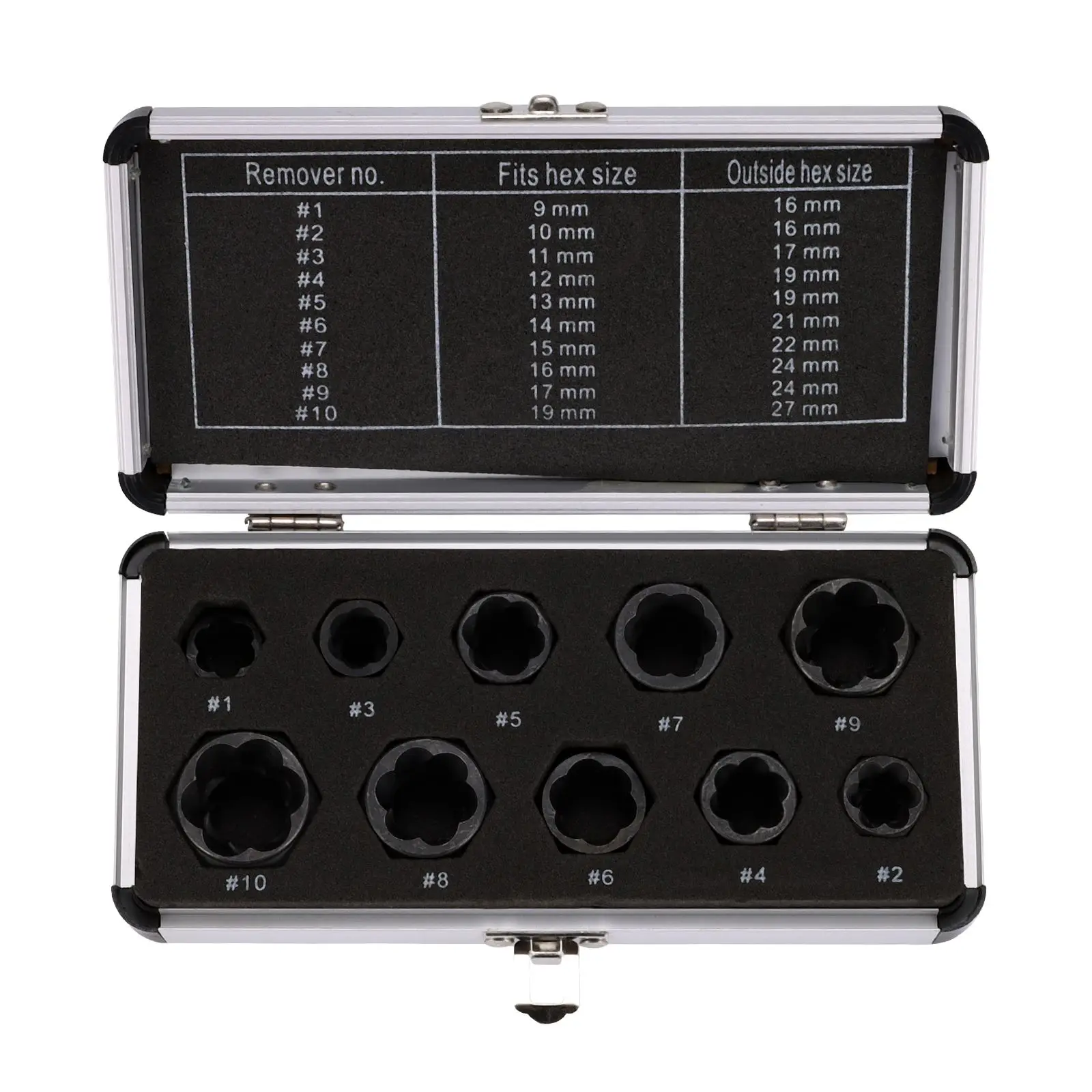 

10pcs/Set Damaged Bolts Nuts Screws Remover Extractor Removal Tools Set 9-19mm Threading Hand Tool Kit Multiple Sizes