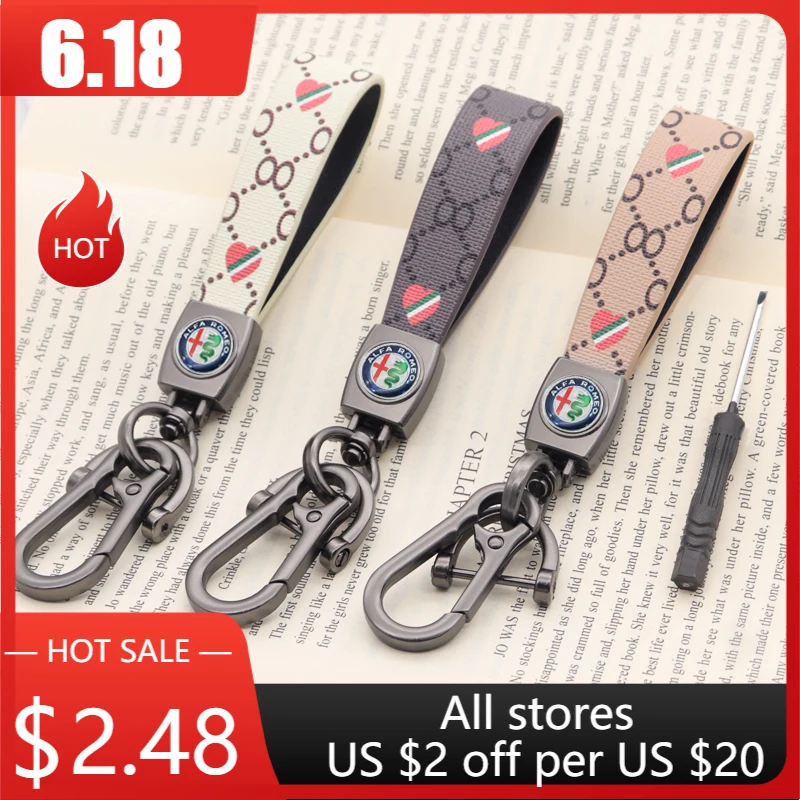 

Key chain accessoriesr car Alfa Romeo- logo luxury key ring leather key chains for Alfa Romeo- Giulia Stelvio MiTo ALFA