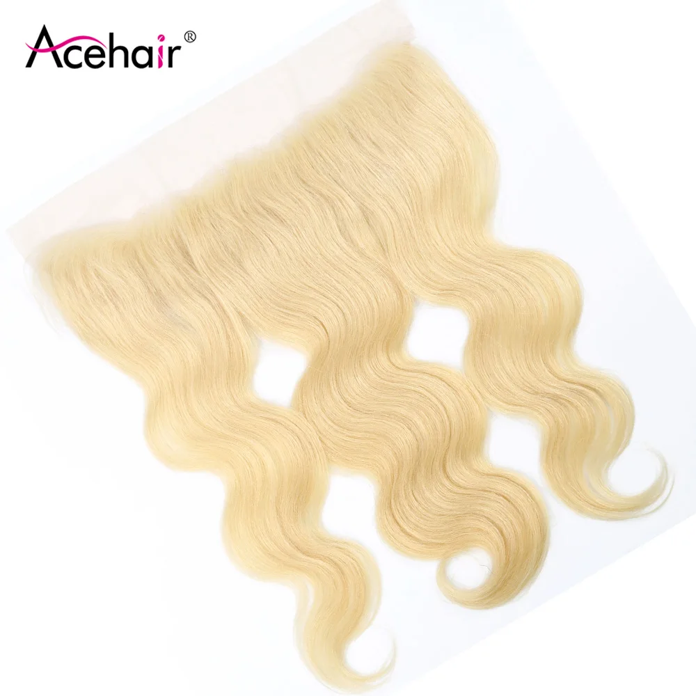 Ace Hair 13X4, фронтальная кружевная застежка, бразильские волнистые человеческие волосы, фронтальная часть, 613 цветов, волосы remy, Фронтальная застежка для уха и уха