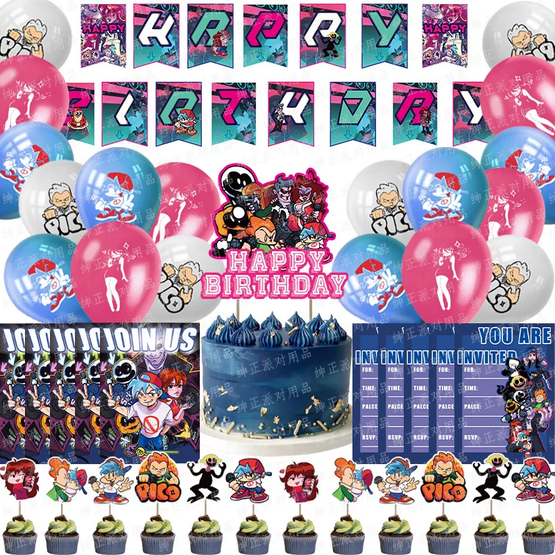 Праздничный набор Funkin пятница ночь для детей день рождения баннер с воздушными