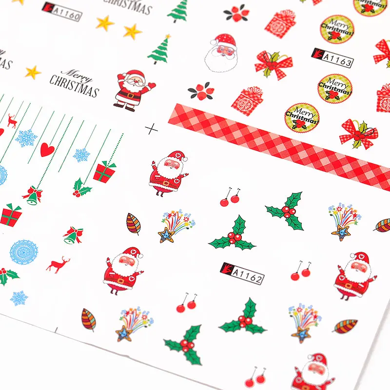 

1 Set Winter New Year Design Colorful Glitter Christmas / Christmas Sticker For Nail Slider Foil Decoration Tip Filigree Decals