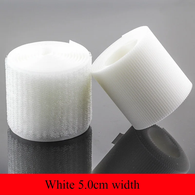 White 5.0cm 1 м супер гладкая крепежная лента назад к спине крепкие крючки и петли кабельные стяжки занавес застежка velcros - Цвет: White 5.0cm