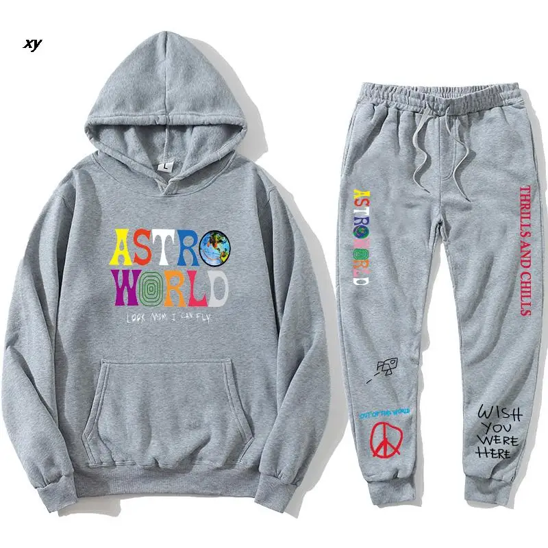 

TRAVIS SCOTT ASTROWORLD HOODIES Letters Print Sweatshirt+Sweatpant men's Pullover Sweatshirt Hoodie Sports Pants tracksuit men