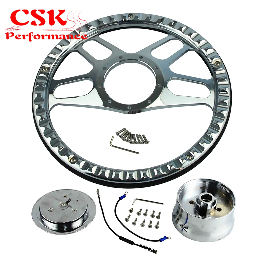 14&quot 9-Bolt 4 Slot Style Half Wrap Steering Wheel + Adapter w/Horn For G M CHEVY |