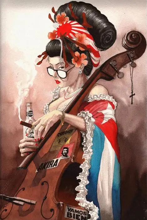 Кимоно из японской Восточной Азии женское современное искусство Шелковый плакат